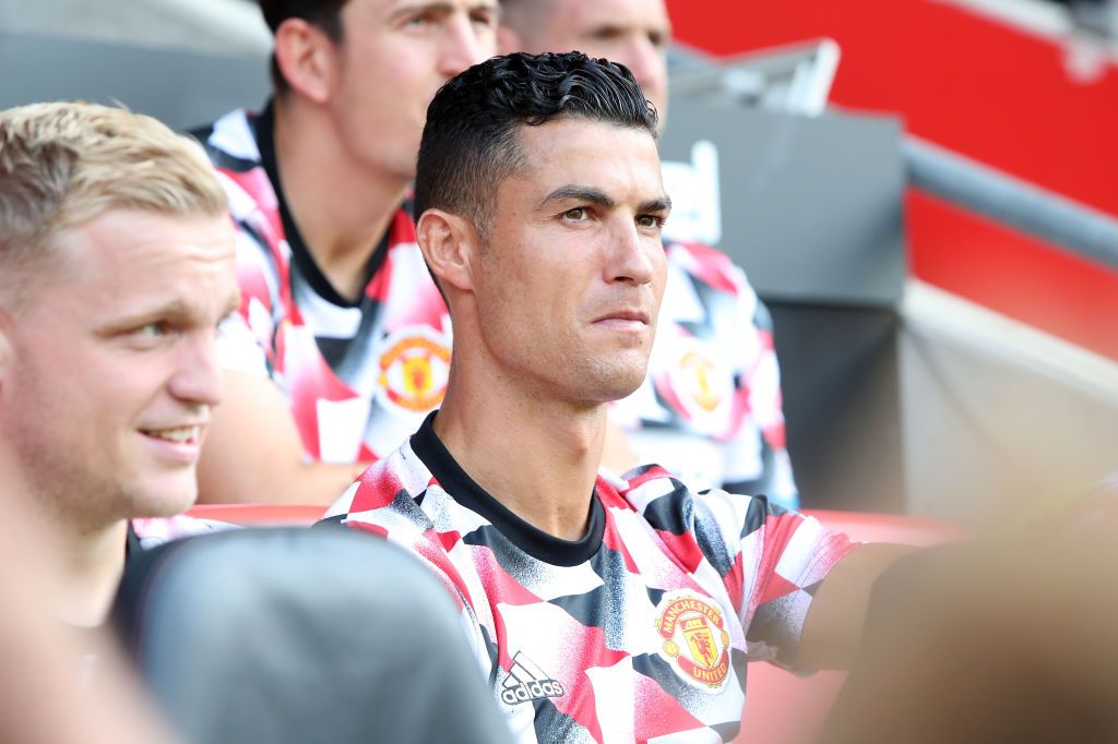 Manchester United's Cristiano Ronaldo on the bench before the Premier League match at St Mary's Stadium, Southampton. Picture date: Saturday August 27, 2022. (Photo by Kieran Cleeves/PA Images via Getty Images)
