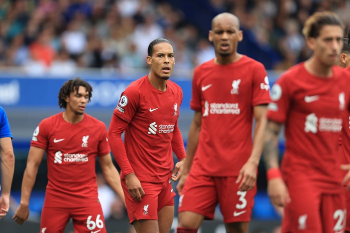 LIVERPOOL, ENGLAND - SEPTEMBER 03: Virgil van Dijk of Liverpool looks on during the Premier League match between Everton FC and Liverpool FC at Goodison Park on September 3, 2022 in Liverpool, United Kingdom. (Photo by Simon Stacpoole/Offside/Offside via Getty Images)