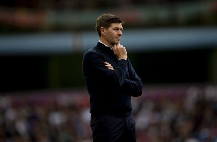 BIRMINGHAM, ENGLAND - SEPTEMBER 03: Steven Gerrard head coach of Aston Villa in action during the Premier League match between Aston Villa and Manchester City at Villa Park on September 03, 2022 in Birmingham, England. (Photo by Neville Williams/Aston Villa FC via Getty Images)