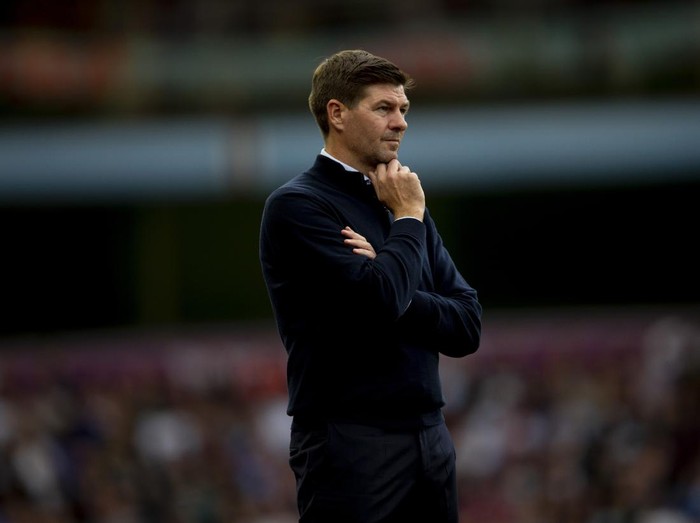 BIRMINGHAM, ENGLAND - SEPTEMBER 03: Steven Gerrard head coach of Aston Villa in action during the Premier League match between Aston Villa and Manchester City at Villa Park on September 03, 2022 in Birmingham, England. (Photo by Neville Williams/Aston Villa FC via Getty Images)