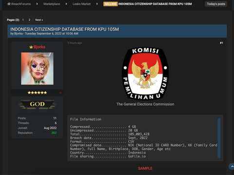 Dugaan Kebocoran Data KPU Bjorka