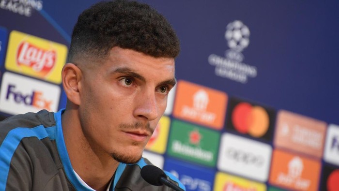 NAPLES, ITALY - SEPTEMBER 06: Giovanni Di Lorenzo speaks at a press conference ahead of their UEFA Champions League group A match against Liverpool FC at Stadio Diego Armando Maradona on September 06, 2022 in Naples, Italy. (Photo by SSC NAPOLI/SSC NAPOLI via Getty Images)