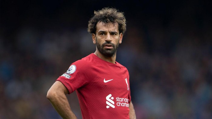 LIVERPOOL, ENGLAND - SEPTEMBER 03: Mohamed Salah of Liverpool in action during the Premier League match between Everton FC and Liverpool FC at Goodison Park on September 3, 2022 in Liverpool, United Kingdom. (Photo by Visionhaus/Getty Images)