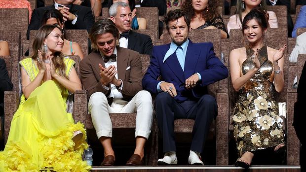 VENICE, ITALY - SEPTEMBER 05: Harry Styles is seen on September 05, 2022 in Venice, Italy. (Photo by MEGA/GC Images)