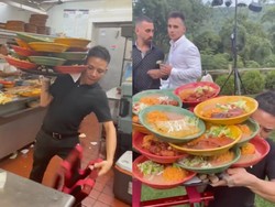 Mirip di Resto Padang, Pelayan Ini Bisa Bawa Banyak Piring Sekaligus