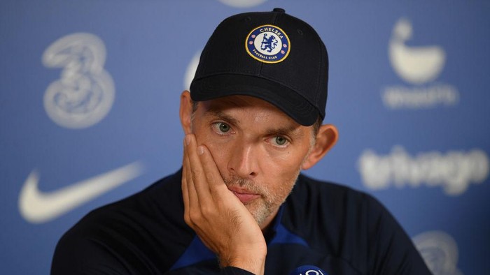 COBHAM, ENGLAND - SEPTEMBER 02: Thomas Tuchel, Manager of Chelsea speaks to media during a Chelsea Press Confat Chelsea Training Ground on September 02, 2022 in Cobham, England. (Photo by Harriet Lander - Chelsea FC/Chelsea FC via Getty Images)
