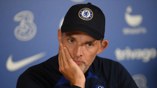 COBHAM, ENGLAND - SEPTEMBER 02: Thomas Tuchel, Manager of Chelsea speaks to media during a Chelsea Press Confat Chelsea Training Ground on September 02, 2022 in Cobham, England. (Photo by Harriet Lander - Chelsea FC/Chelsea FC via Getty Images)