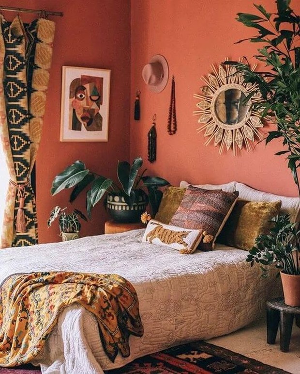 desain kamar vintage/foto: pinterest.com/Tracial Home bohemian bedroom design
