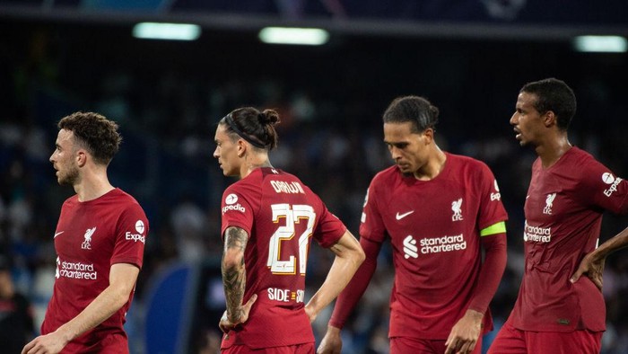 NAPLES, ITALY - SEPTEMBER 07: The Liverpool FC players during the UEFA Champions League group A match between SSC Napoli and Liverpool FC at Stadio Diego Armando Maradona on September 07, 2022 in Naples, Italy. (Photo by Ivan Romano/Getty Images)