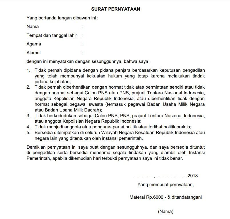 16 Contoh Surat Pernyataan Diri Terlengkap Dan Terbaru Contoh Surat - Riset