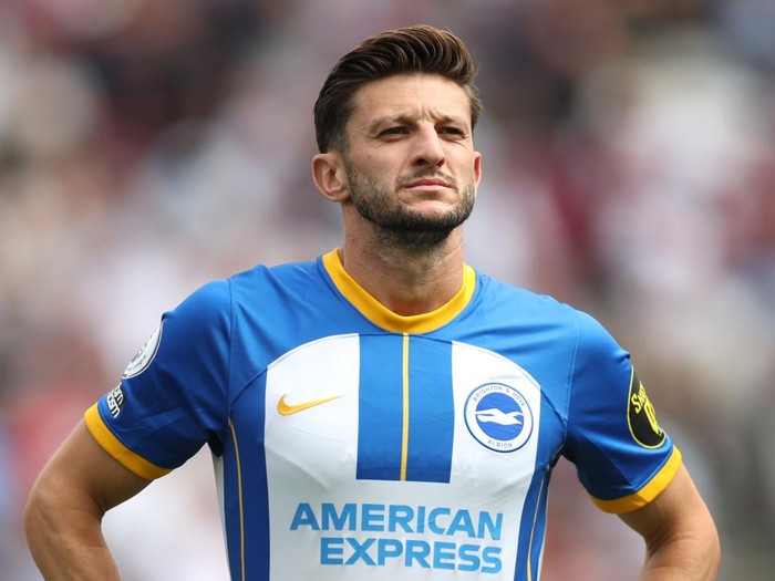 LONDON, ENGLAND - AUGUST 21: Adam Lallana of Brighton and Hove Albion during the Premier League match between West Ham United and Brighton & Hove Albion at London Stadium on August 21, 2022 in London, England. (Photo by Alex Pantling/Getty Images)