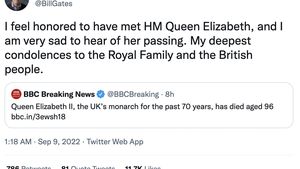 Ratu Elizabeth II Mangkat, Bill Gates Sampai Jeff Bezos Berduka