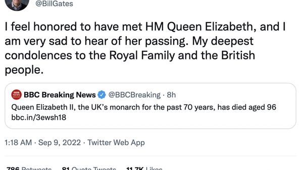 Ratu Elizabeth II Mangkat, Bill Gates Sampai Jeff Bezos Berduka