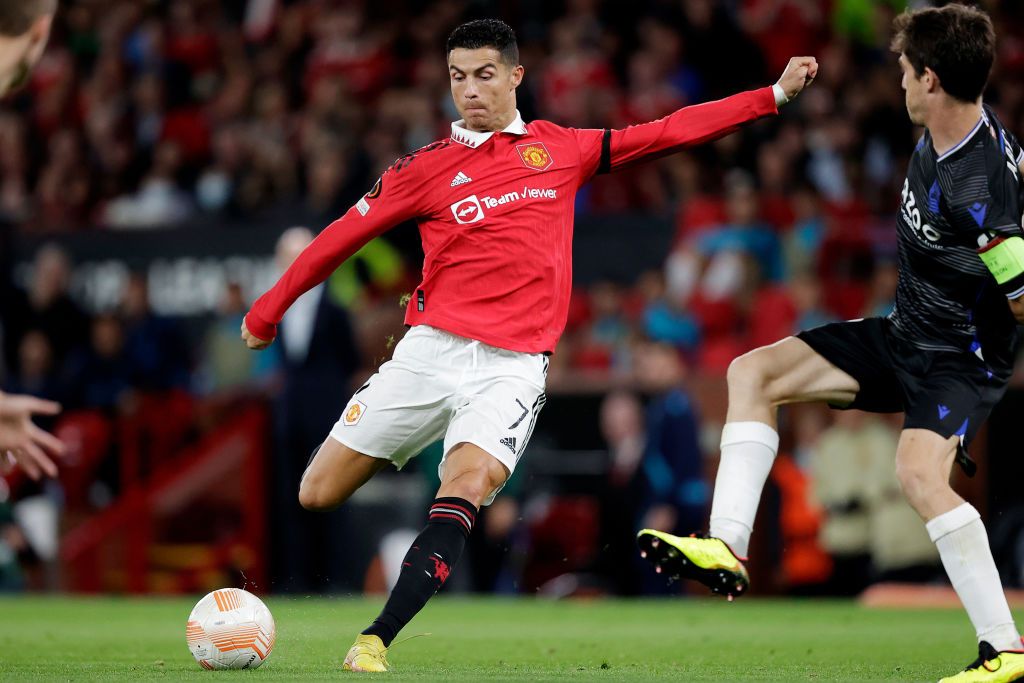 MANCHESTER, UNITED KINGDOM - SEPTEMBER 8: Cristiano Ronaldo of Manchester United  during the UEFA Europa League   match between Manchester United v Real Sociedad at the Old Trafford on September 8, 2022 in Manchester United Kingdom (Photo by David S. Bustamante/Soccrates/Getty Images)