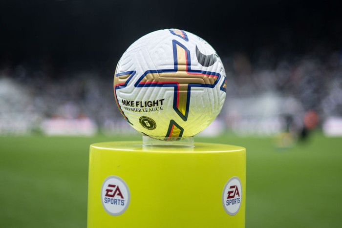 NEWCASTLE UPON TYNE, ENGLAND - SEPTEMBER 03: official match day ball during the Premier League match between Newcastle United and Crystal Palace at St. James Park on September 3, 2022 in Newcastle upon Tyne, United Kingdom. (Photo by Sebastian Frej/MB Media/Getty Images)