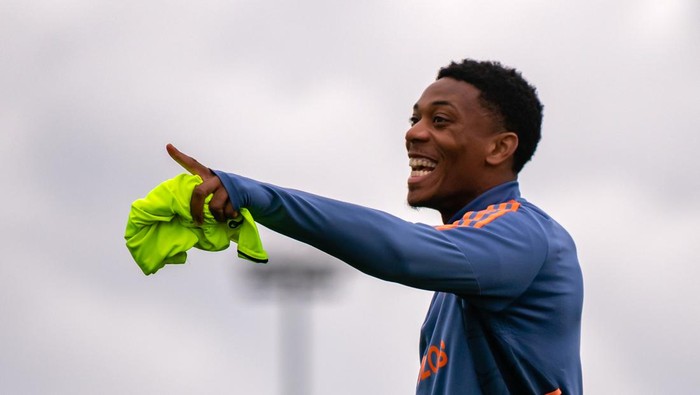 MANCHESTER, ENGLAND - AUGUST 25: (EXCLUSIVE COVERAGE) Anthony Martial of Manchester United in action during a first team training session at Carrington Training Ground on August 25, 2022 in Manchester, England. (Photo by Ash Donelon/Manchester United via Getty Images)