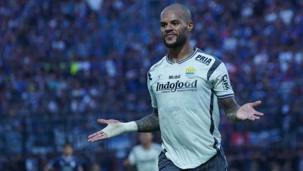 David Da Silva merayakan gol saat Persib Bandung Kalahkan Arema FC di Liga 1.
