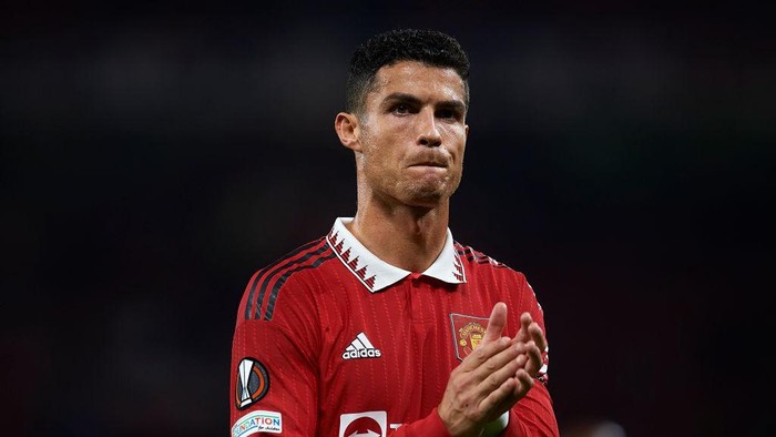 Cristiano Ronaldo Centre-Forward of Manchester United and Portugal during the UEFA Europa League group E match between Manchester United and Real Sociedad at Old Trafford on September 8, 2022 in Manchester, United Kingdom. (Photo by Jose Breton/Pics Action/NurPhoto via Getty Images)