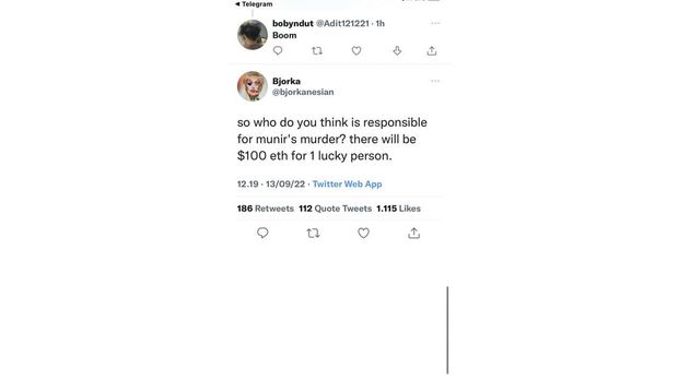 Cuitan Hacker Bjorka Tentang Pembunuh Munir