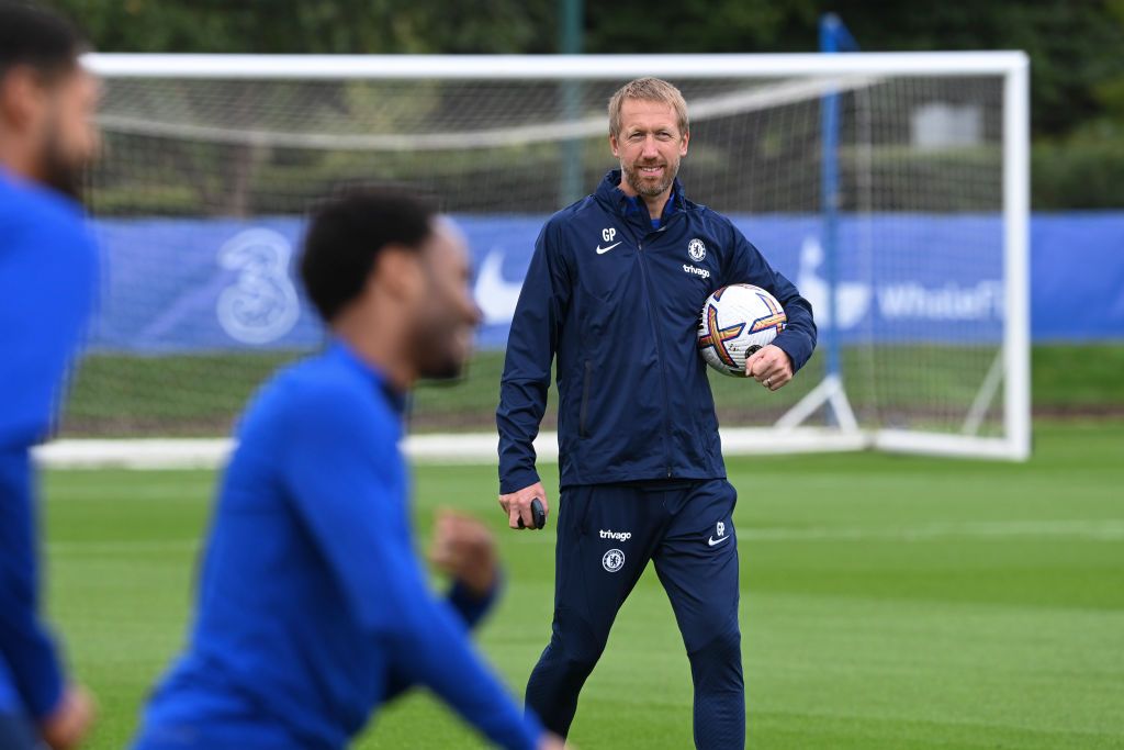 COBHAM, ENGLAND - SEPTEMBER 09: Head Coach Graham Potter of Chelsea during a training session at Chelsea Training Ground on September 9, 2022 in Cobham, United Kingdom. (Photo by Darren Walsh/Chelsea FC via Getty Images)