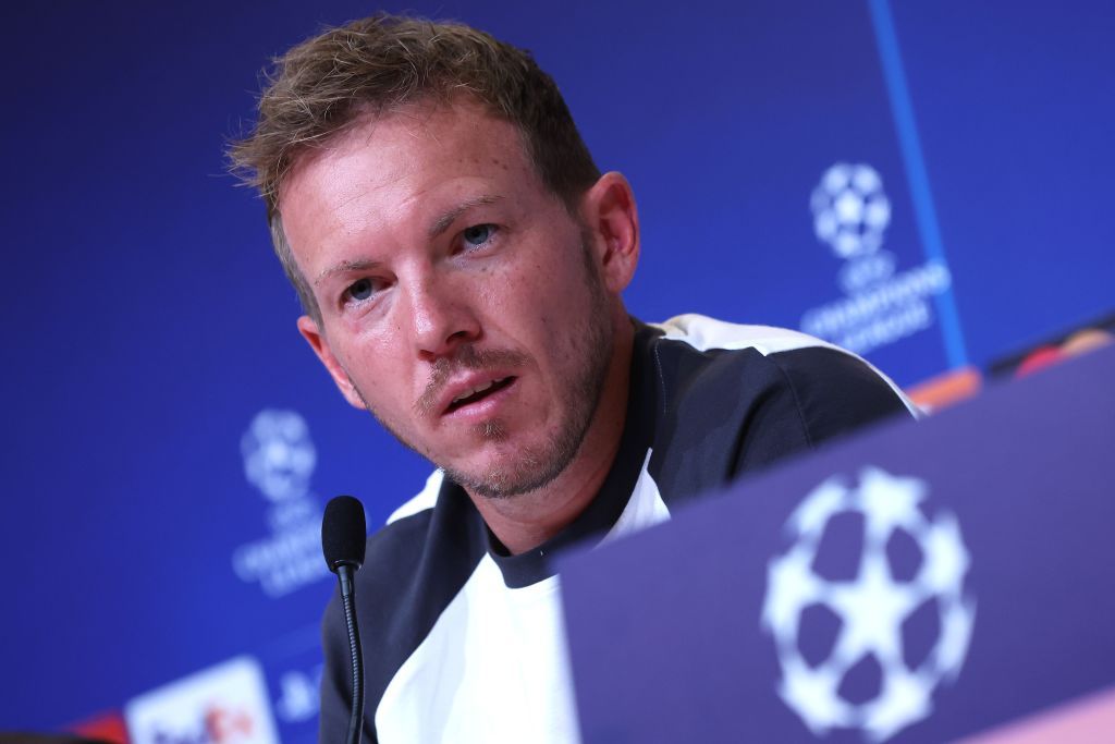 MUNICH, GERMANY - SEPTEMBER 12: Julian Nagelsmann, head coach of FC Bayern München talks to the media during a press conference ahead of their UEFA Champions League group C match against FC Barcelona at Allianz Arena on September 12, 2022 in Munich, Germany. (Photo by Alexander Hassenstein/Getty Images)