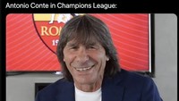 Satu lagi meme yang meledek kiprah Conte di Liga Champions. Kenapa jadi bawa-bawa Bruno Conti-nya AS Roma ya? Foto: dok. Twitter