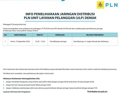 Besok, Pemadaman Listrik 3 Jam di Botorejo Demak dan Sekitarnya