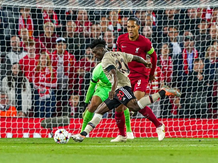 LIVERPOOL, UNITED KINGDOM - SEPTEMBER 13: Mohammed Kudus of Ajax during the UEFA Champions League match between Liverpool and Ajax at Anfield on September 13, 2022 in Liverpool, United Kingdom (Photo by Andre Weening/Orange Pictures/BSR Agency/Getty Images)
