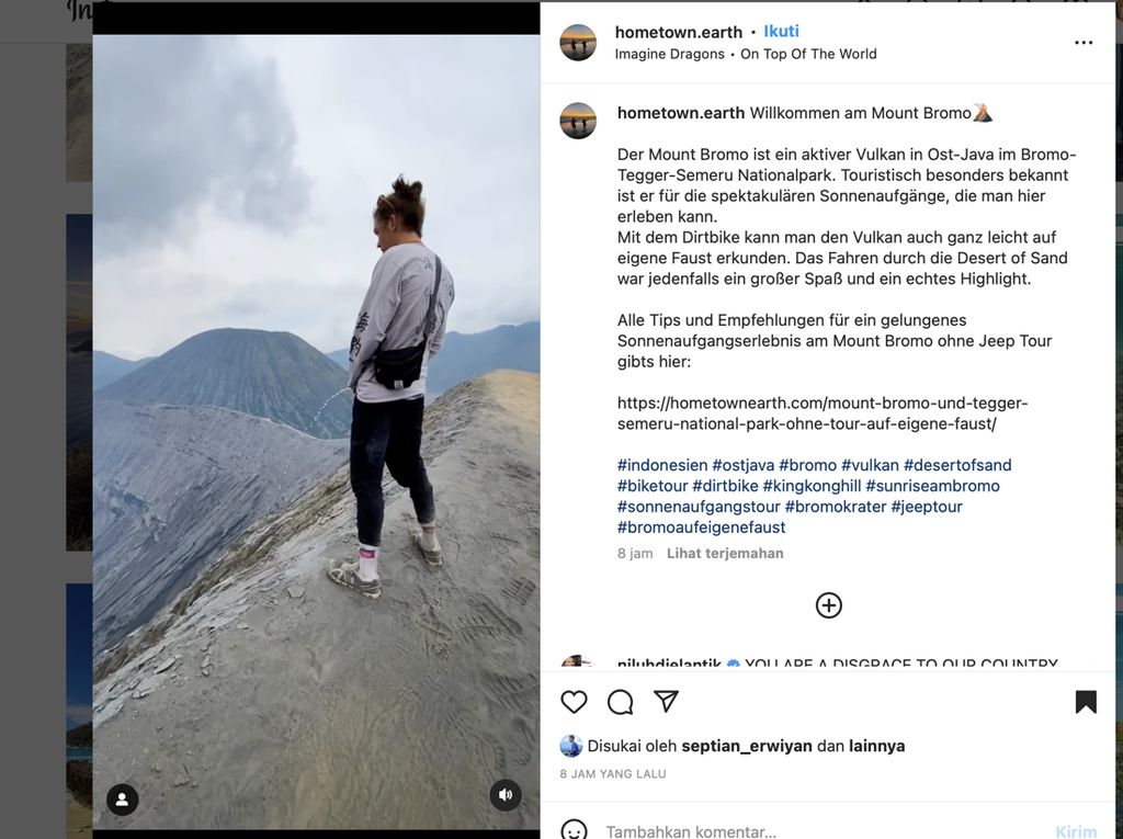 Turis Kencingi Gunung Bromo Cederai Kesakralan dan Hapus Postingan