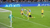 Sungguh luar biasa gol Haaland yang sekaligus menjadi penentu kemenangan Man City ini. Foto: UEFA via Getty Images/Alex Livesey - UEFA