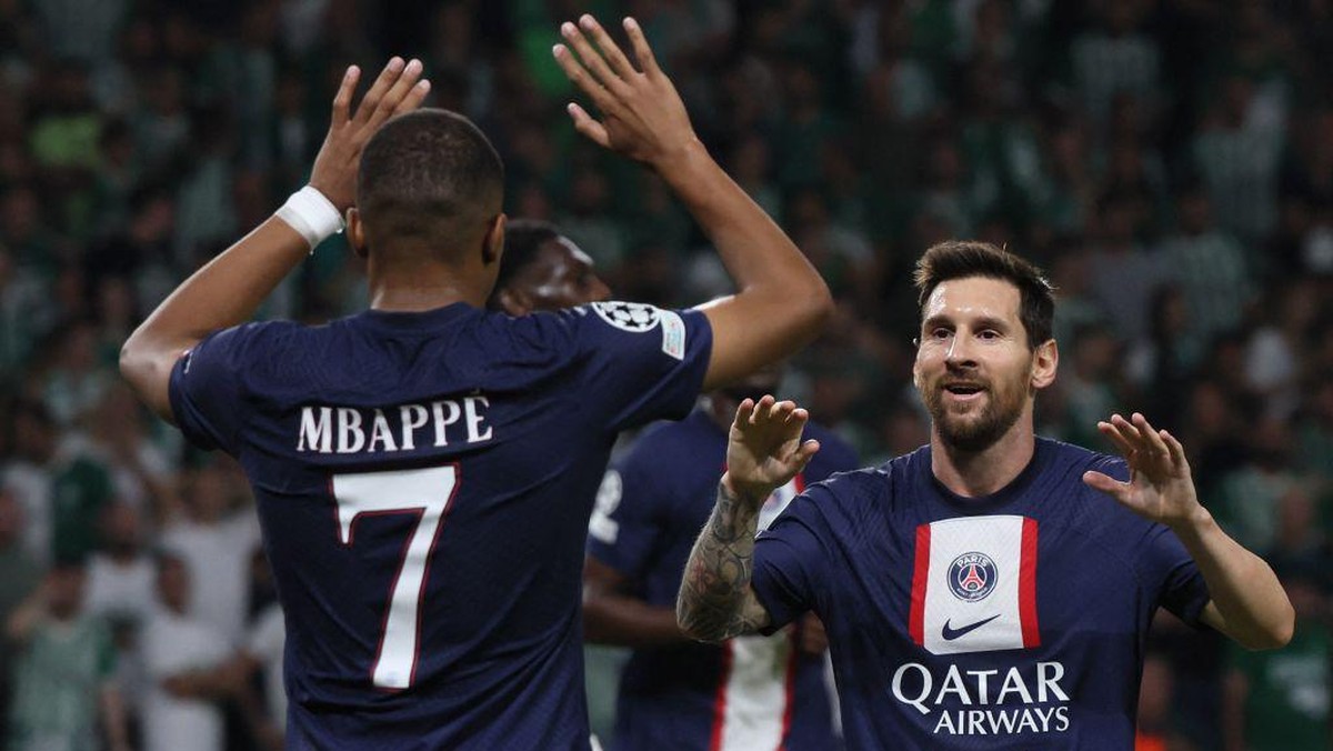 Messi-Mbappe bikin gol, Paris Saint-Germain kalahkan Maccabi Haifa 3-1 (AFP via Getty Images/JACK GUEZ)