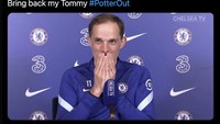 Thomas Tuchel diyakini senyum-senyum melihat Chelsea sepeninggal dirinya. Foto: dok. Twitter