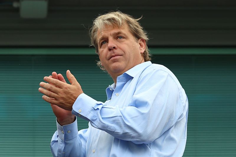 LONDON, ENGLAND - AUGUST 14: Chelsea owner Todd Boehly looks on during the Premier League match between Chelsea FC and Tottenham Hotspur at Stamford Bridge on August 14, 2022 in London, England. (Photo by Chris Brunskill/Fantasista/Getty Images)