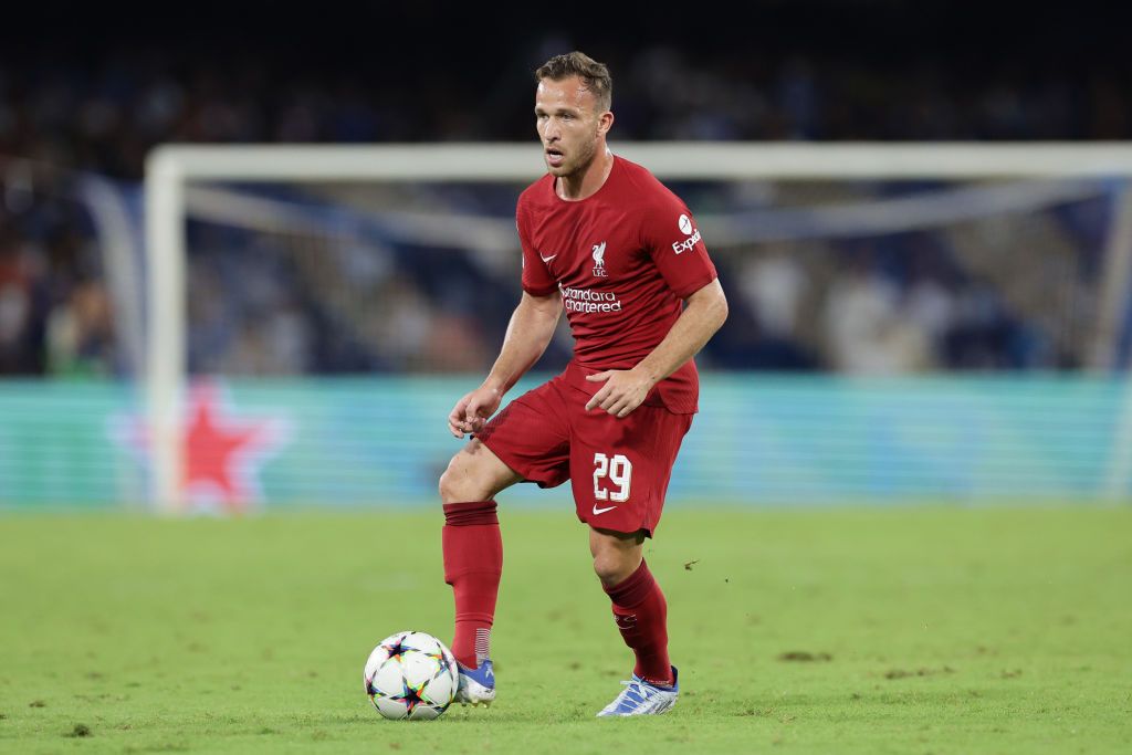 KIRKBY, ENGLAND - SEPTEMBER 01: (THE SUN OUT, THE SUN ON SUNDAY OUT) Arthur Melo new signing for Liverpool at AXA Training Centre on September 01, 2022 in Kirkby, England. (Photo by Andrew Powell/Liverpool FC via Getty Images)