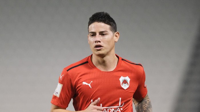 James Rodriguez (10) of Al Rayyan reacts during the Amir Cup quarter final between Al Rayyan and Al Wakrah at the Jassim Bin Hamad Stadium in Doha, Qatar on 5 March 2022.  (Photo by Simon Holmes/NurPhoto via Getty Images)