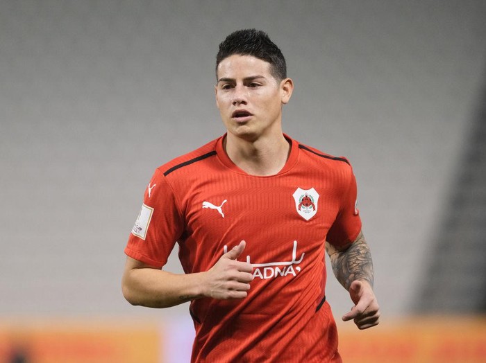 James Rodriguez (10) of Al Rayyan reacts during the Amir Cup quarter final between Al Rayyan and Al Wakrah at the Jassim Bin Hamad Stadium in Doha, Qatar on 5 March 2022.  (Photo by Simon Holmes/NurPhoto via Getty Images)