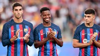 Selain Gavi, Barcelona masih punya empat pemain lainnya dengan klausul pembelian Rp 14 triliun. Mereka adalah Ansu Fati, Pedri, Ferran Torres, dan Ronald Araujo (Getty Images)
