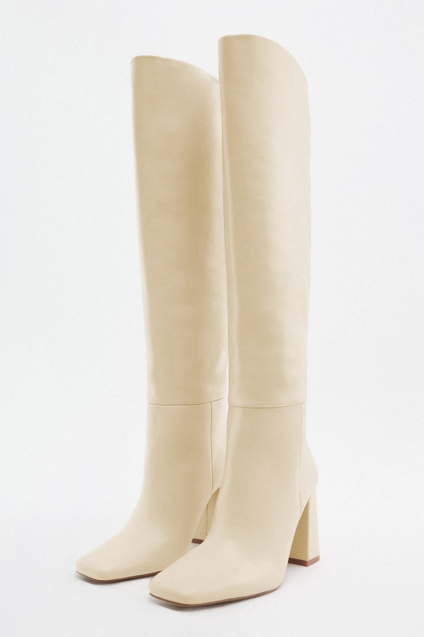 LEATHER BLOCK HEEL KNEE-HIGH BOOTS
