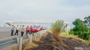 Potret Petugas Padamkan Kebakaran Lahan Dekat Tol Pejagan Km 267 dan 269