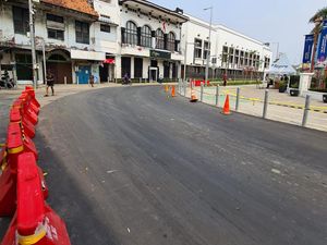 Pengerjaan Lapisan Antilicin di Kota Tua Jakarta Rampung