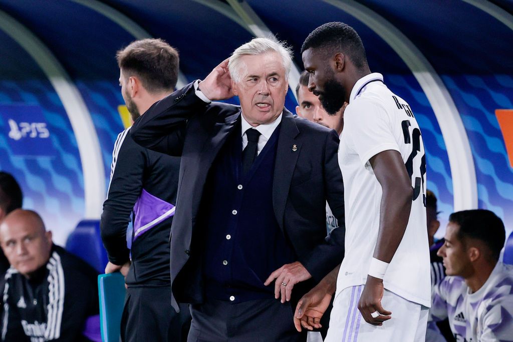 Antonio Rudiger during La Liga match between Real Madrid CF and Real Betis Balompie at Estadio Santiago Bernabeu on August 28, 2022 in Madrid, Spain. (Photo by Rubén de la Fuente Pérez/NurPhoto via Getty Images)