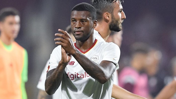 Georginio Wijnaldum of AS Roma during the Serie A match between US Salernitana 1919 and AS Roma at Stadio Arechi, Salerno, Italy on 14 August 2022. (Photo by Giuseppe Maffia/NurPhoto via Getty Images)