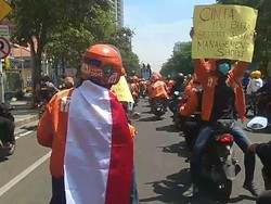 Driver Layanan Pesan Antar Makanan Demo di Surabaya Tuntut Tarif Naik