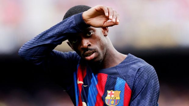  Ousmane Dembele of FC Barcelona  during the La Liga Santander  match between FC Barcelona v  Elche at the Spotify Camp Nou on September 17, 2022 in Barcelona Spain (Photo by David S. Bustamante/Soccrates/Getty Images)