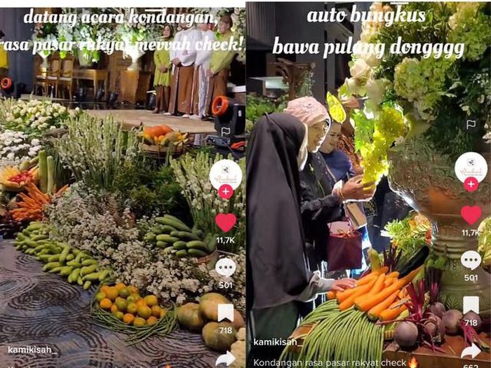 Acara pernikahan rasa pasar rakyat di Surabaya, viral di media sosial.