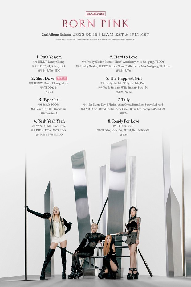 BORN PINK Tracklist Poster / Foto : twitter.com/ygent_official BORN PINK Tracklist Poster / Foto : twitter.com/ygent_official
