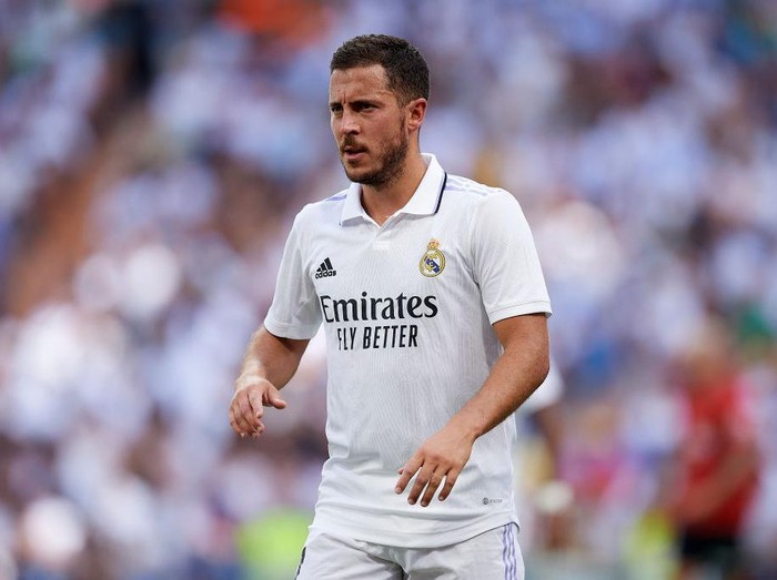 Eden Hazard left winger of Real Madrid and Belgium during the La Liga Santander match between Real Madrid CF and RCD Mallorca at Estadio Santiago Bernabeu on September 11, 2022 in Madrid, Spain. (Photo by Jose Breton/Pics Action/NurPhoto via Getty Images)