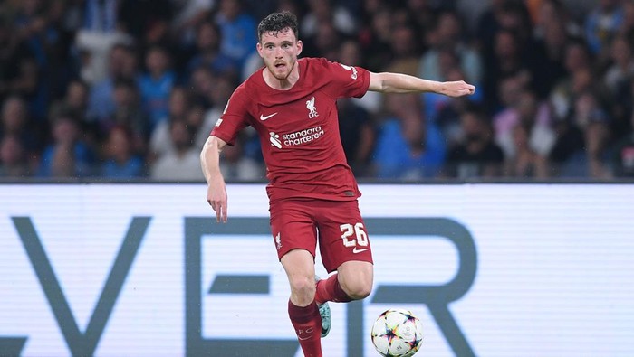 Andrew Robertson of Liverpool FC during the UEFA Champions League match between SSC Napoli and Liverpool FC at Stadio Diego Armando Maradona, Naples, Italy on 7 September 2022.  (Photo by Giuseppe Maffia/NurPhoto via Getty Images)