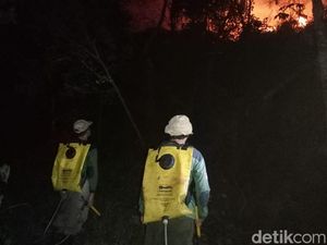 Hampir 5 Jam Petugas Padamkan Api di Gunung Ciremai Hampir 5 Jam Petugas Padamkan Api di Gunung Ciremai