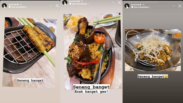 Kun WayV mengunggah foto makanan Indonesia.